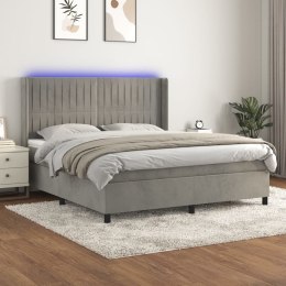  Łóżko kontynentalne z materacem i LED, szare 180x200cm, aksamit Lumarko!