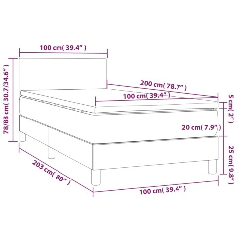  Łóżko kontynentalne z materacem, ciemnoszara tkanina 100x200 cm Lumarko!