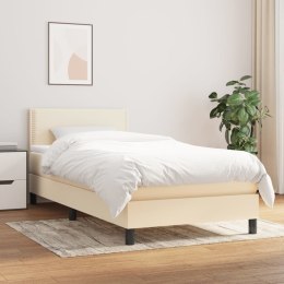  Łóżko kontynentalne z materacem, kremowe, tkanina, 90x200 cm Lumarko!