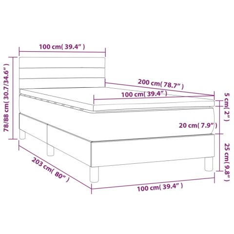  Łóżko kontynentalne z materacem, ciemnoszara tkanina 100x200 cm Lumarko!