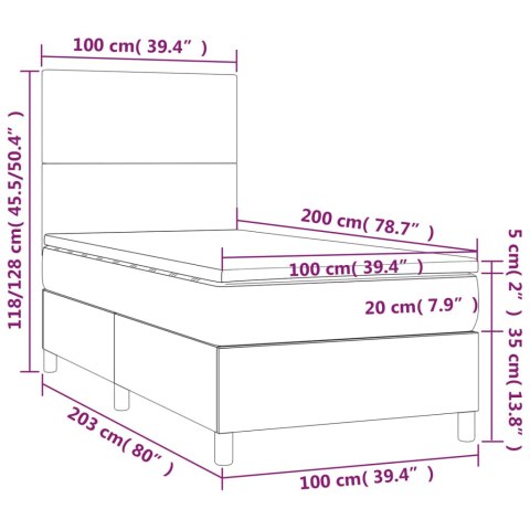  Łóżko kontynentalne z materacem, ciemnoszara tkanina 100x200 cm Lumarko!