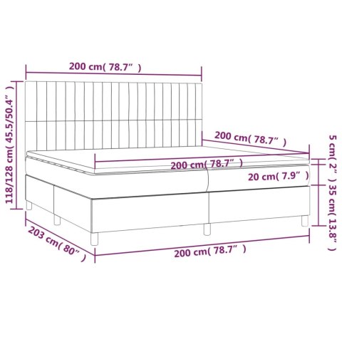 Łóżko kontynentalne z materacem, ciemnoszara tkanina 200x200 cm Lumarko!