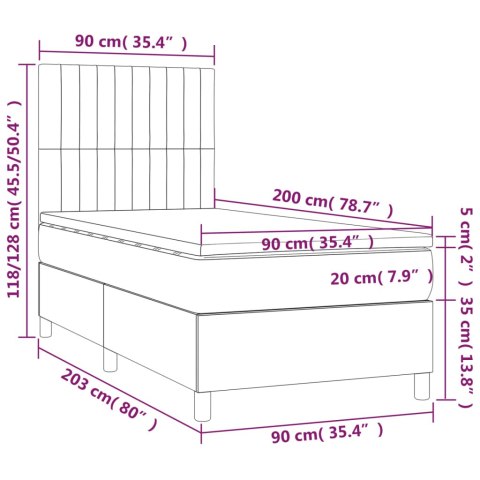  Łóżko kontynentalne z materacem, ciemnoszara tkanina 90x200 cm Lumarko!