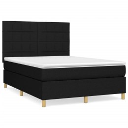  Łóżko kontynentalne z materacem, czarne, tkanina, 140x190 cm Lumarko!
