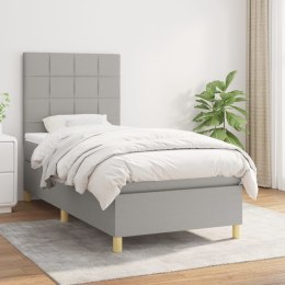 Łóżko kontynentalne z materacem, jasnoszare, tkanina, 90x190 cm Lumarko!