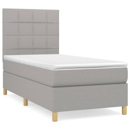  Łóżko kontynentalne z materacem, jasnoszare, tkanina, 90x190 cm Lumarko!