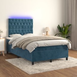  Łóżko kontynentalne, materac i LED, niebieski aksamit 120x200cm Lumarko!
