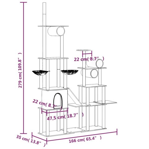 Drapak dla kota z sizalowymi słupkami, ciemnoszary, 279 cm Lumarko!