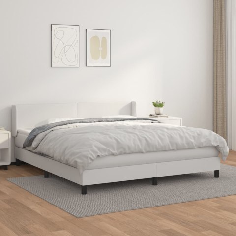  Łóżko kontynentalne z materacem, białe, ekoskóra 180x200 cm Lumarko! 