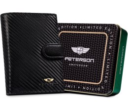 Duży, skórzany portfel męski z carbonową powłoką — Peterson
