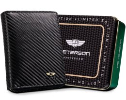 Skórzany portfel na zamek z powłoką carbon — Peterson
