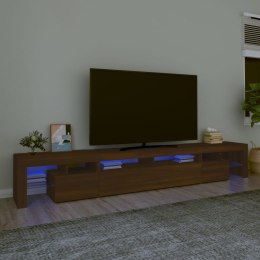  Szafka pod TV z oświetleniem LED, brązowy dąb, 260x36,5x40 cm Lumarko!