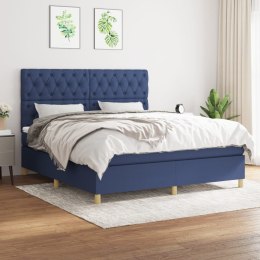  Łóżko kontynentalne z materacem, niebieskie, tkanina, 160x200cm Lumarko!