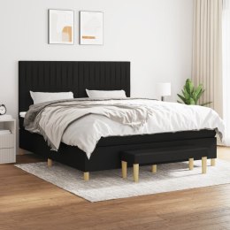  Łóżko kontynentalne z materacem, czarne, tkanina 180x200 cm Lumarko!