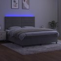  Łóżko kontynentalne z materacem i LED, szare 160x200cm, aksamit Lumarko!