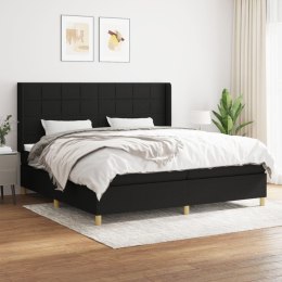 Łóżko kontynentalne z materacem, czarne, tkanina, 200x200 cm Lumarko!