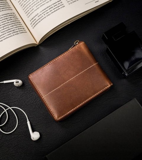 Duży, skórzany portfel męski na suwak — Always Wild