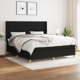  Łóżko kontynentalne z materacem, czarne, tkanina 180x200 cm  Lumarko!
