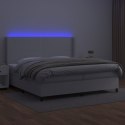  Łóżko kontynentalne z materacem i LED, biała ekoskóra 200x200cm Lumarko!