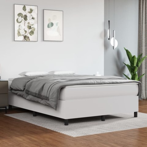  Łóżko kontynentalne, białe, 140x200 cm, obite sztuczną skórą Lumarko!