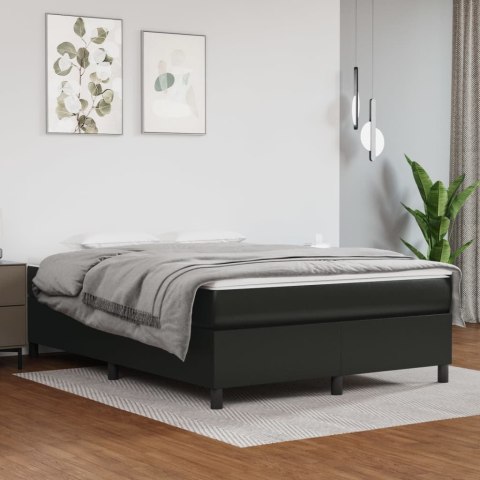  Łóżko kontynentalne, czarne, obite sztuczną skórą, 140x200 cm Lumarko!