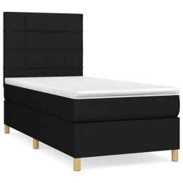  Łóżko kontynentalne z materacem, czarne, tkanina, 100x200 cm Lumarko!