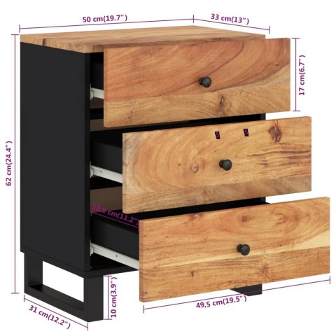  Szafka nocna, 50x33x62 cm, lite drewno akacjowe Lumarko!