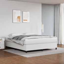  Łóżko kontynentalne, białe, 160x200 cm, obite sztuczną skórą Lumarko!