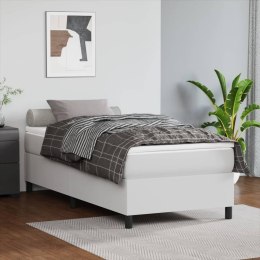  Łóżko kontynentalne, białe, 90x200 cm, obite sztuczną skórą Lumarko!