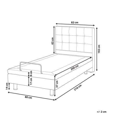 Łóżko regulowane tapicerowane 80 x 200 cm szare DUKE