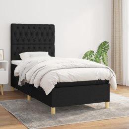  Łóżko kontynentalne z materacem, czarne, tkanina 90x190 cm  Lumarko!