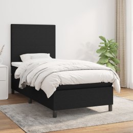  Łóżko kontynentalne z materacem, czarne, tkanina 90x190 cm  Lumarko!