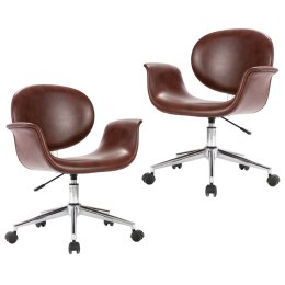  Obrotowe krzesła stołowe, 2 szt., brązowe, sztuczna skóra  Lumarko!
