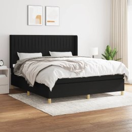  Łóżko kontynentalne z materacem, czarne, tkanina 180x200 cm  Lumarko!