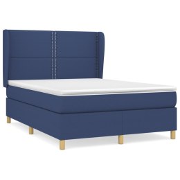  Łóżko kontynentalne z materacem, niebieskie, tkanina 140x200 cm  Lumarko!