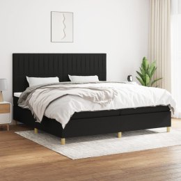  Łóżko kontynentalne z materacem, czarne, tkanina, 200x200 cm  Lumarko!