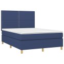  Łóżko kontynentalne z materacem, niebieskie 140x200 cm, tkanina  Lumarko!