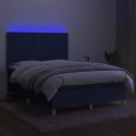  Łóżko kontynentalne z materacem, niebieskie 140x200 cm, tkanina  Lumarko!