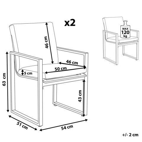 Zestaw 2 krzeseł ogrodowych szary PANCOLE