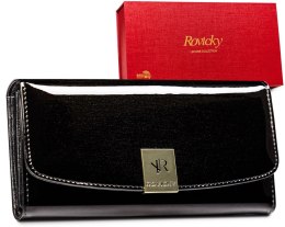 Duży lakierowany portfel damski z systemem RFID Protect — Rovicky Lumarko!