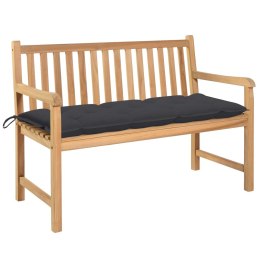 Ławka ogrodowa z antracytową poduszką, 120 cm, drewno tekowe Lumarko!