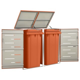 Osłona na 2 kosze na śmieci, 138x77,5x115,5 cm, stal nierdzewna Lumarko!