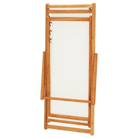 Składany leżak, drewno eukaliptusa i kremowa tkanina Lumarko!