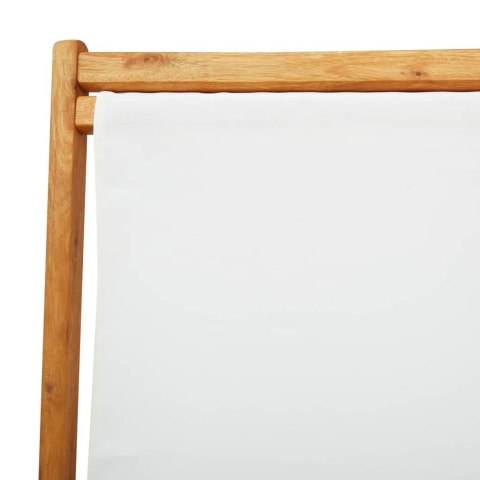 Składany leżak, drewno eukaliptusa i kremowa tkanina Lumarko!