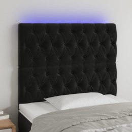 Zagłówek do łóżka z LED, czarny, 100x7x118/128 cm, aksamit Lumarko!