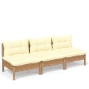 3-osobowa sofa ogrodowa z kremowymi poduszkami, drewno sosnowe Lumarko!