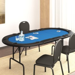Składany stół do pokera dla 10 osób, niebieski, 206x106x75 cm Lumarko!