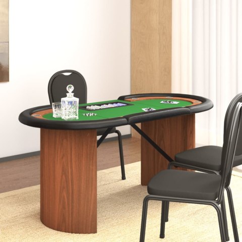 Stół pokerowy dla 10 os., taca na żetony, zielony, 160x80x75 cm Lumarko!