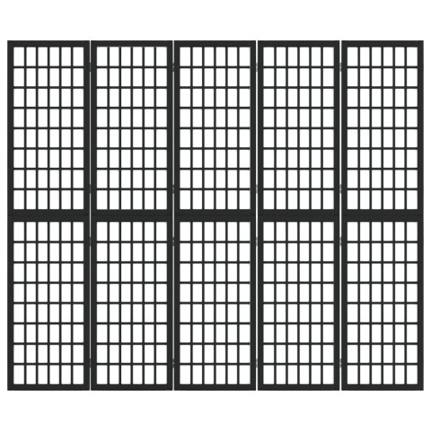 Składany parawan 5-panelowy, styl japoński, 200x170 cm, czarny Lumarko!