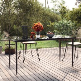 Stół ogrodowy, czarny, 160x80x74 cm, stal i szkło hartowane Lumarko!